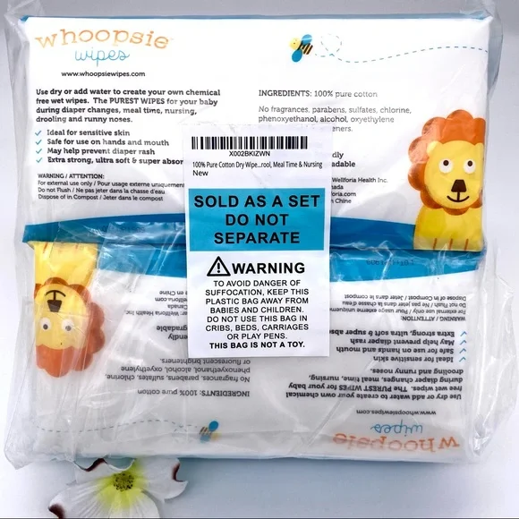 NWT Whoopsie Wipes 100% Pure Cotton Dry Baby Wipes, 2 pk. - Picture 9 of 12